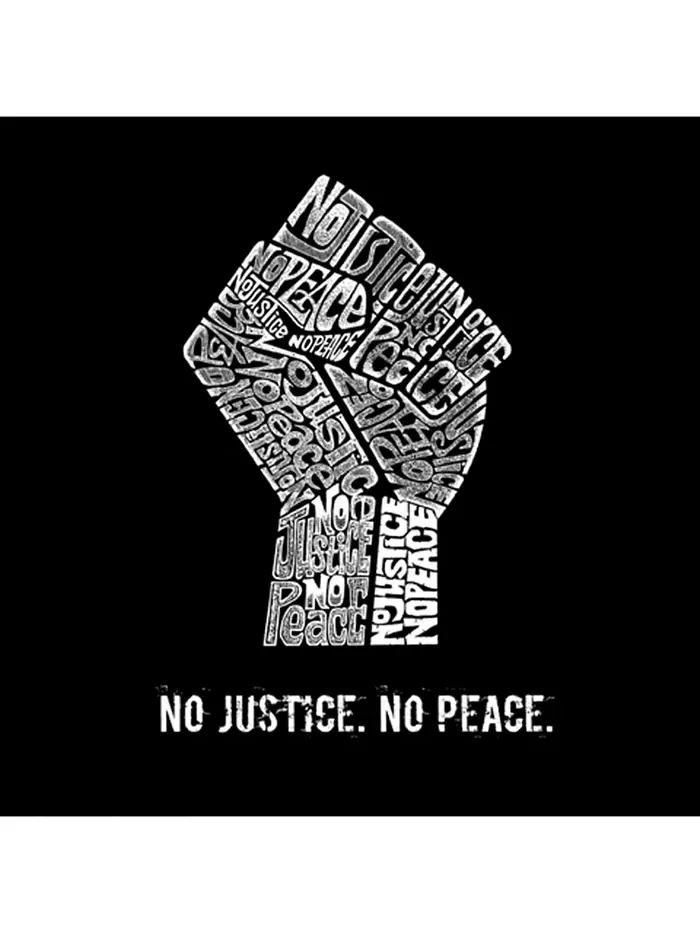 Мужская худи с принтом - No Justice, No Peace LA Pop Art — изображение 2 из 2, черный