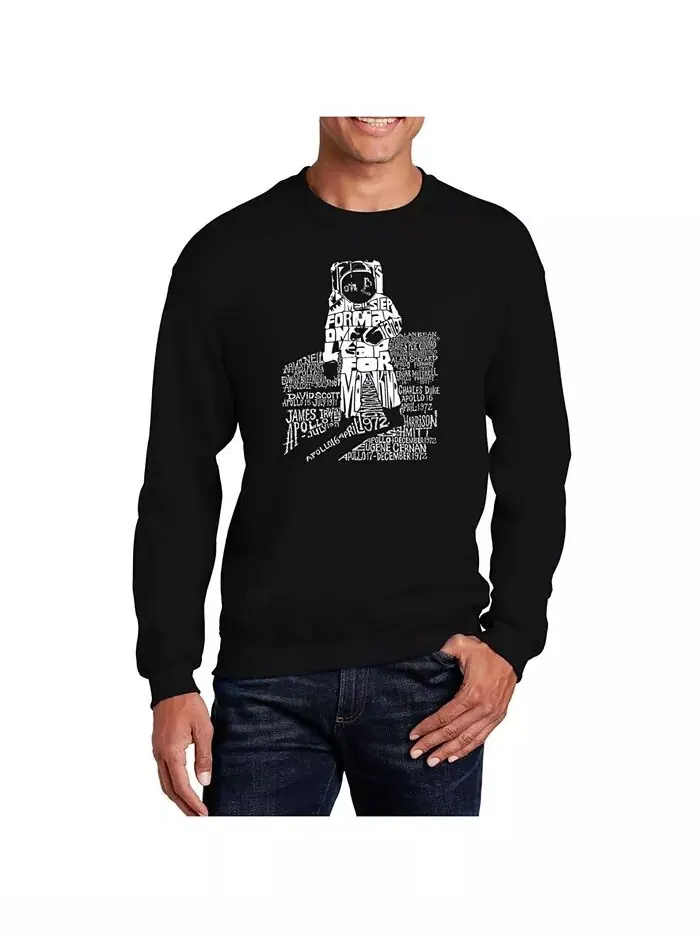 Мужская толстовка Word Art Astronaut с круглым вырезом LA Pop Art — изображение 1 из 2, черный