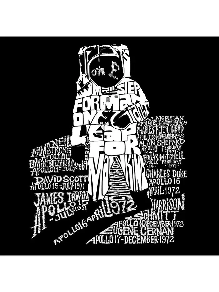Мужская толстовка Word Art Astronaut с круглым вырезом LA Pop Art — изображение 2 из 2, черный