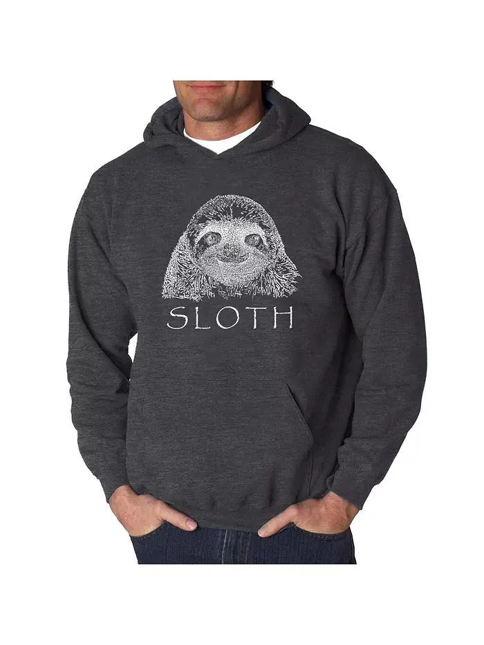 Мужская худи с принтом - Sloth LA Pop Art — изображение 1 из 2, темный серый