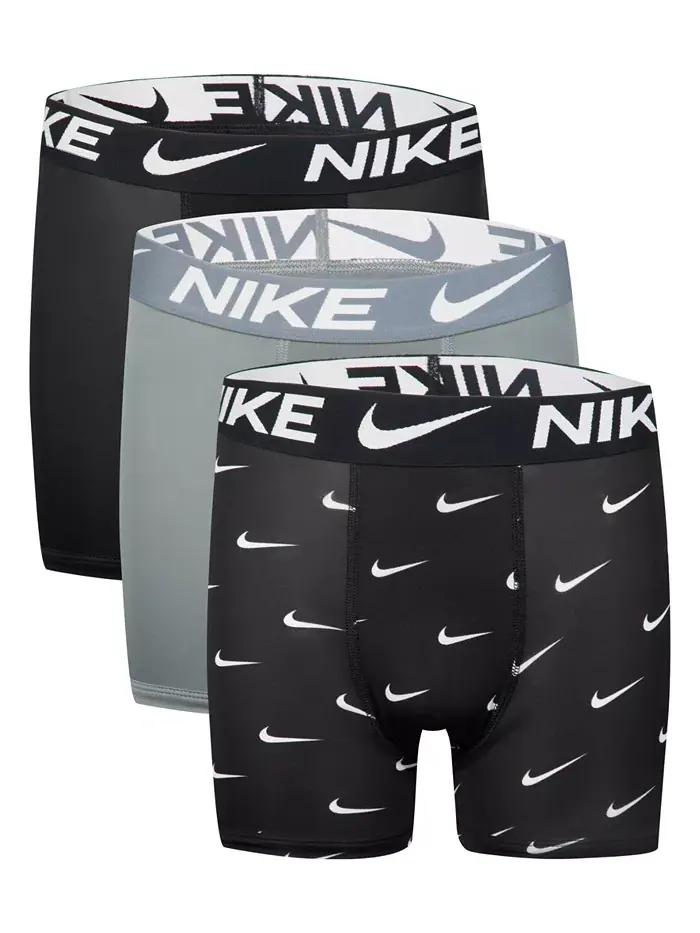Боксеры Essential Dri-FIT для мальчиков старшего возраста, 3 шт Nike — изображение 1 из 1, серый/черный