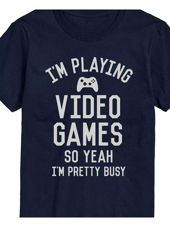 Мужская футболка с коротким рукавом "Playing Video Games So Ya I'm Busy" AIRWAVES — изображение 2 из 3, синий