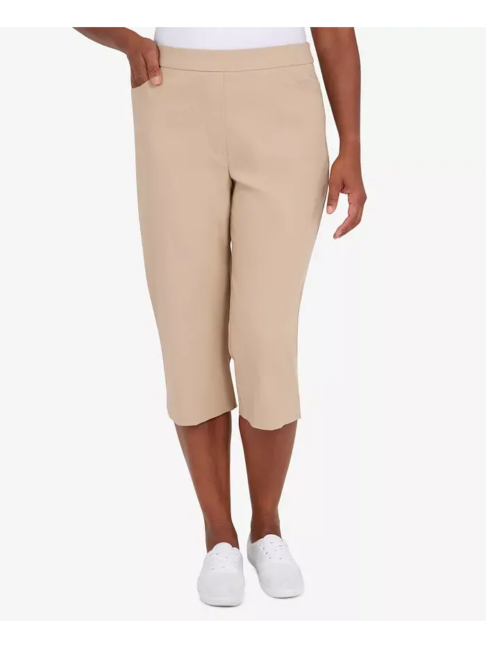 Укороченные классические брюки-кюлоты Petite Classic Allure Super Stretch Pull-On Clam Digger — изображение 1 из 4, бежевый