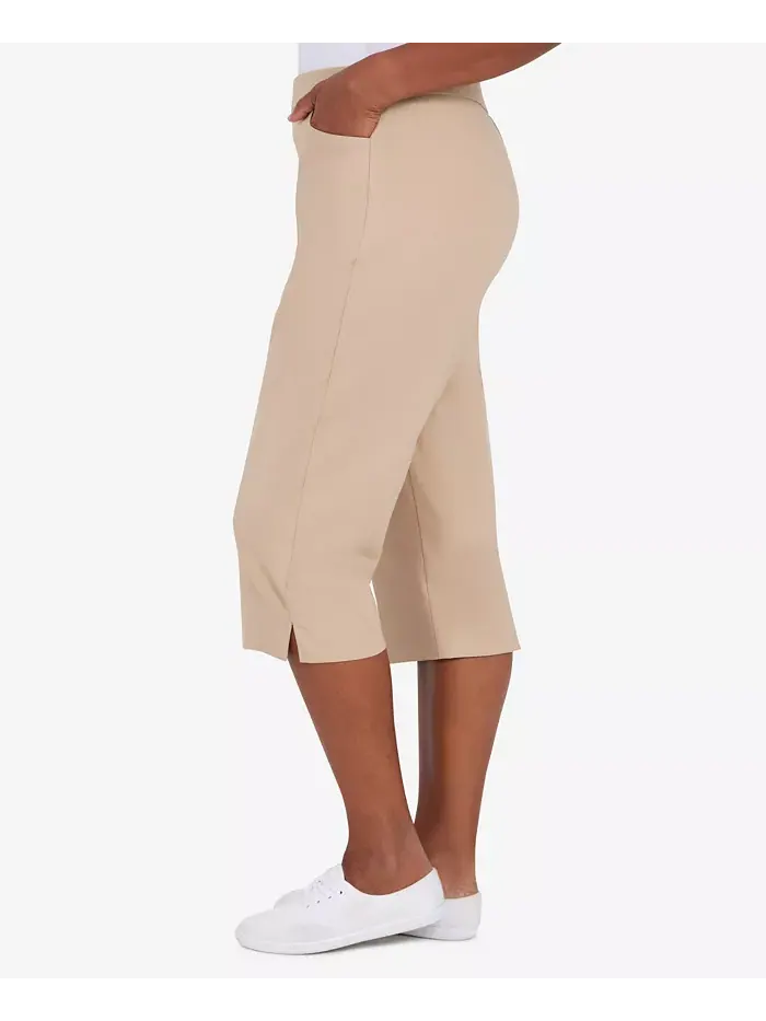 Укороченные классические брюки-кюлоты Petite Classic Allure Super Stretch Pull-On Clam Digger — изображение 4 из 4, бежевый