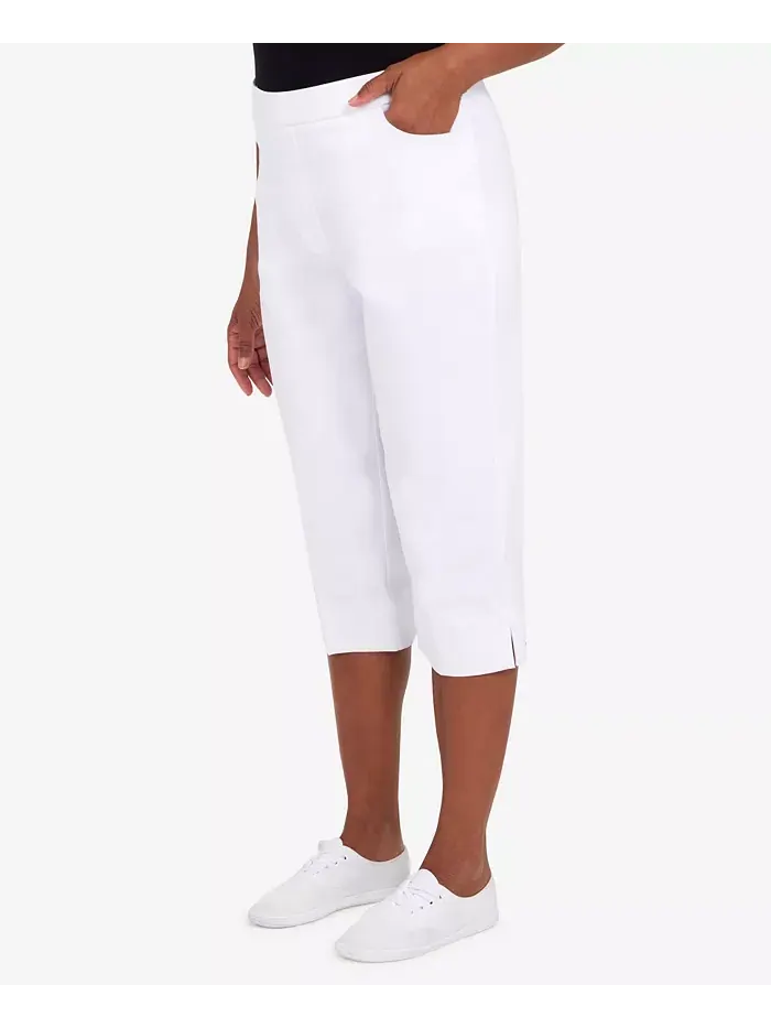 Укороченные классические брюки-кюлоты Petite Classic Allure Super Stretch Pull-On Clam Digger — изображение 3 из 4, белый