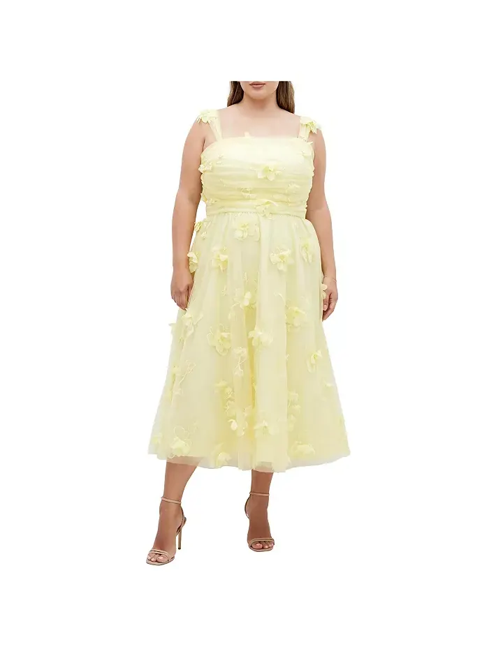 Платье Leilani 3D plus size CITY CHIC — изображение 1 из 3, желтый