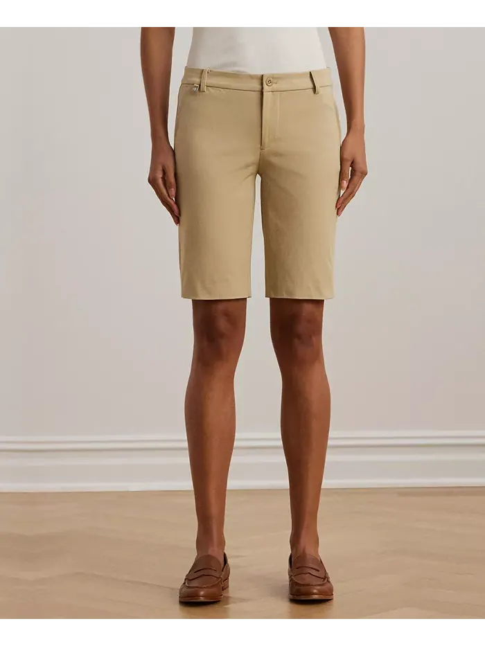 Шорты-бермуды из эластичной саржи Lauren Ralph Lauren — изображение 2 из 6, бежевый
