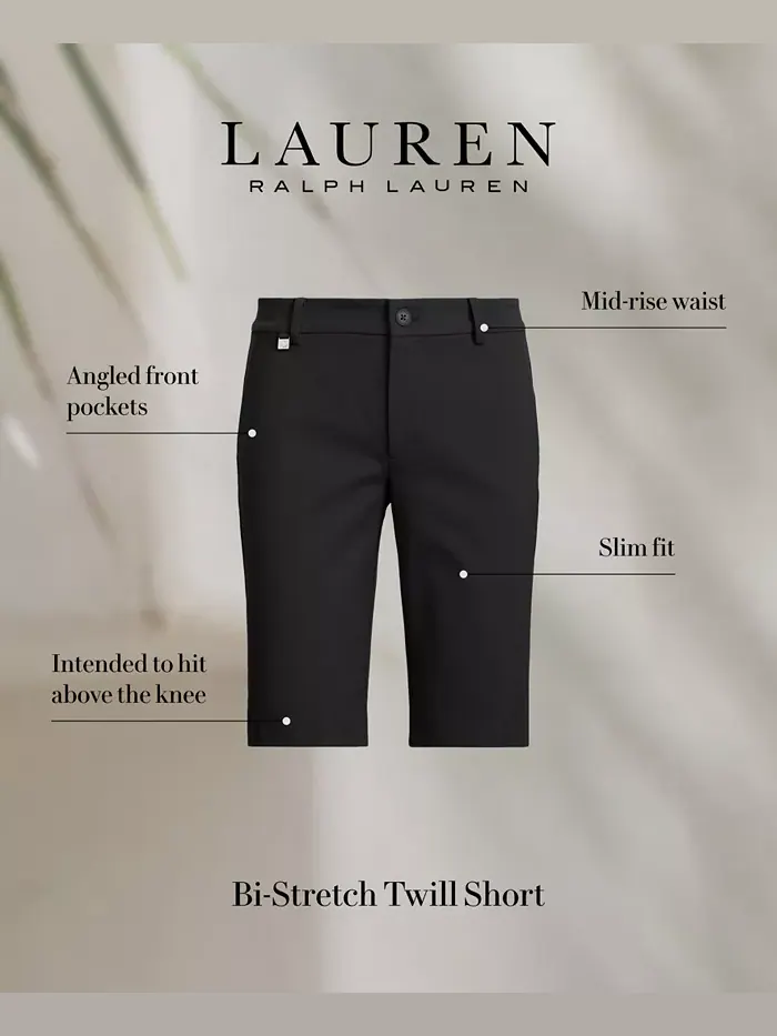 Шорты-бермуды из эластичной саржи Lauren Ralph Lauren — изображение 2 из 5, черный