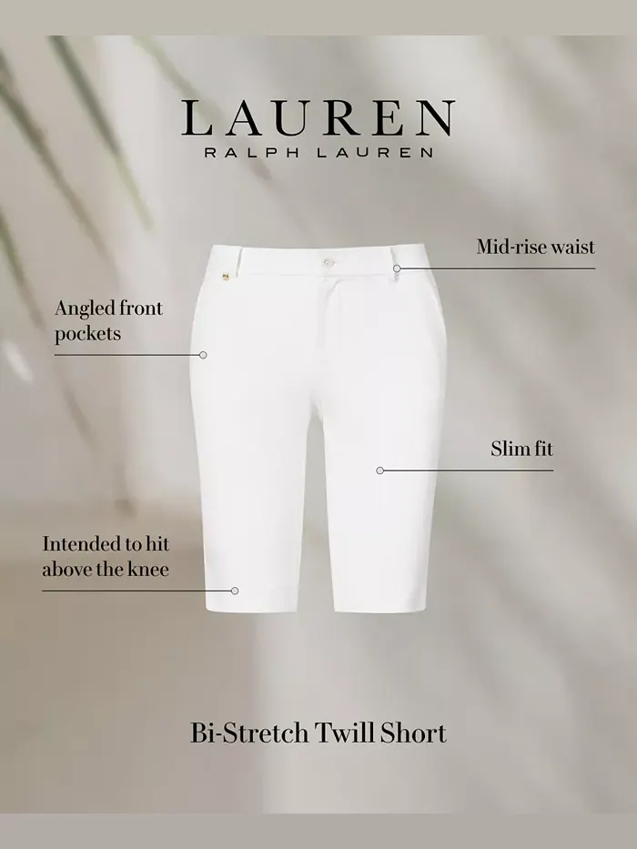 Шорты-бермуды из эластичной саржи Lauren Ralph Lauren — изображение 2 из 9, белый