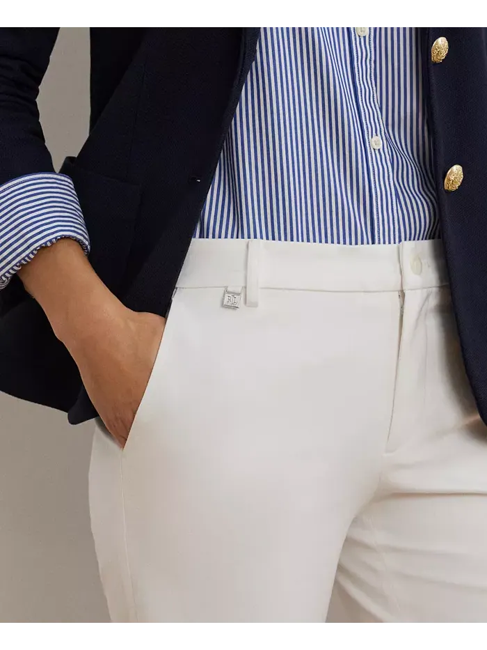 Шорты-бермуды из эластичной саржи Lauren Ralph Lauren — изображение 6 из 9, белый