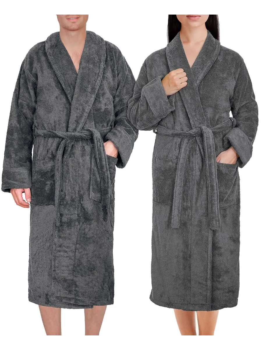 Легкие плюшевые банные халаты с воротником-шалью American Soft Linen
