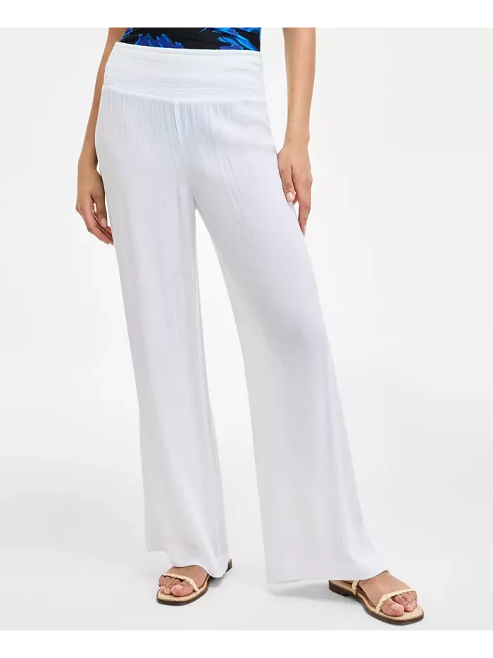 Женские брюки на резинке со сборкой на талии DKNY — изображение 2 из 3, белый