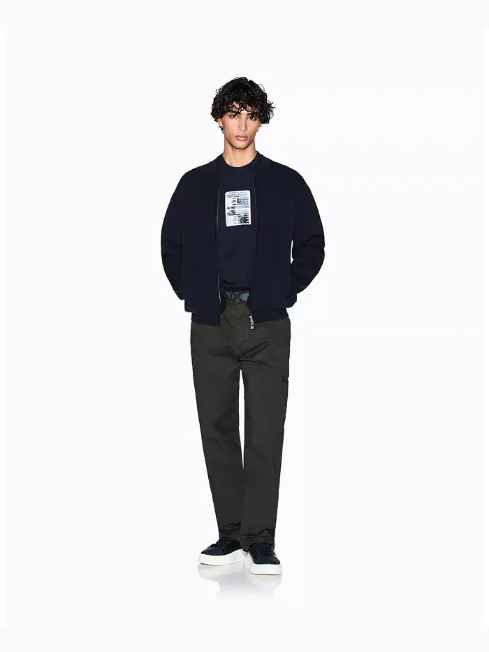 Мужская футболка Heavy Jersey с принтом в виде сетки на груди A|X Armani Exchange — изображение 2 из 5, синий