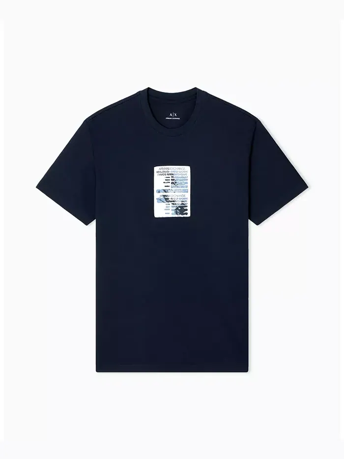 Мужская футболка Heavy Jersey с принтом в виде сетки на груди A|X Armani Exchange — изображение 5 из 5, синий