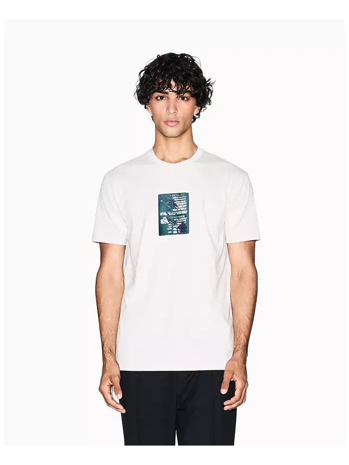 Мужская футболка Heavy Jersey с принтом в виде сетки на груди A|X Armani Exchange — изображение 1 из 5, белый
