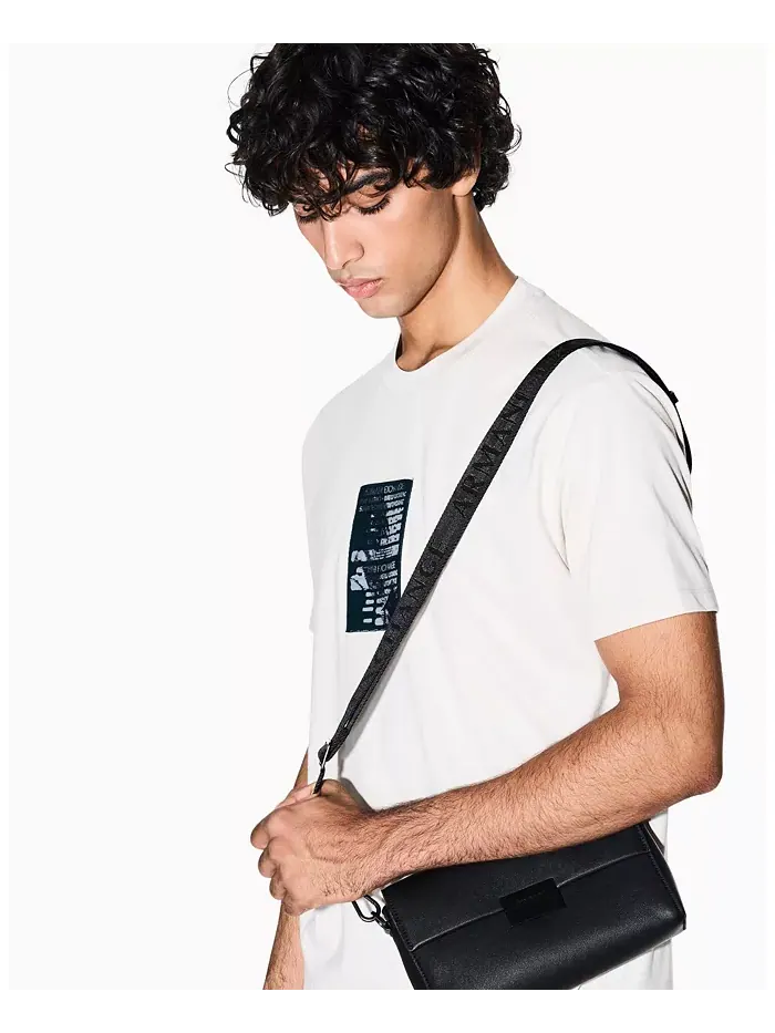 Мужская футболка Heavy Jersey с принтом в виде сетки на груди A|X Armani Exchange — изображение 2 из 5, белый