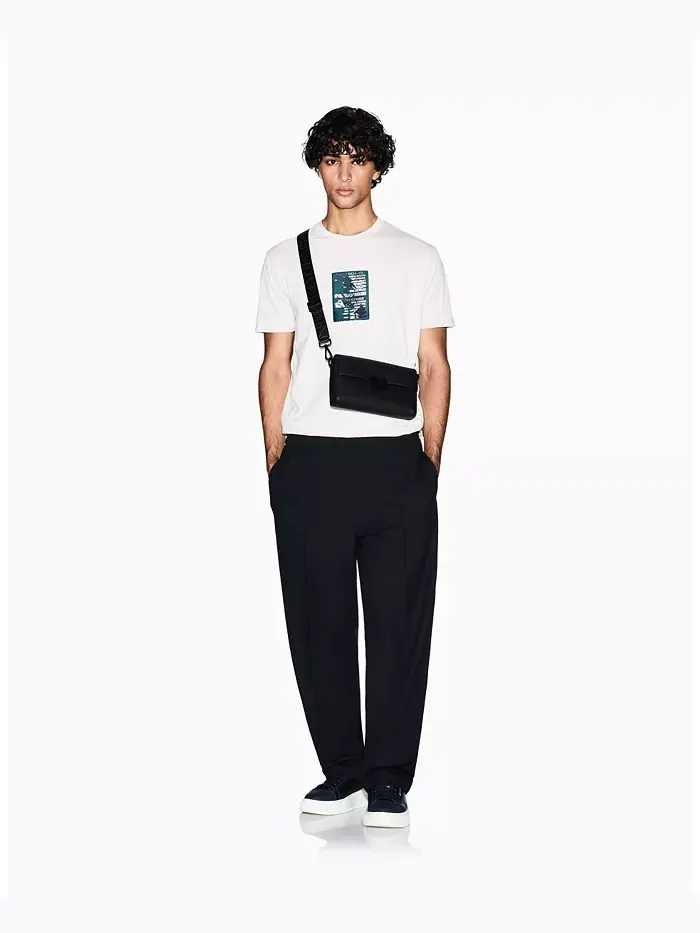 Мужская футболка Heavy Jersey с принтом в виде сетки на груди A|X Armani Exchange — изображение 3 из 5, белый