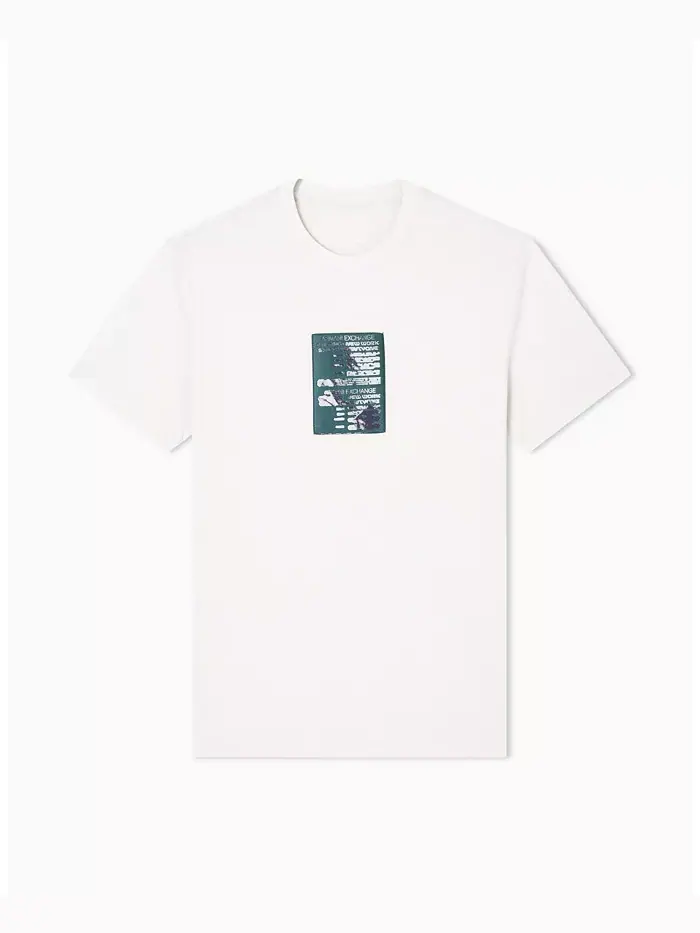 Мужская футболка Heavy Jersey с принтом в виде сетки на груди A|X Armani Exchange — изображение 5 из 5, белый