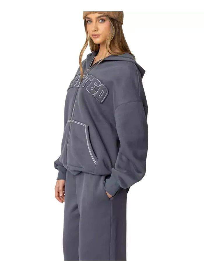 Женская толстовка с капюшоном Forever Oversize Edikted — изображение 3 из 5, серый