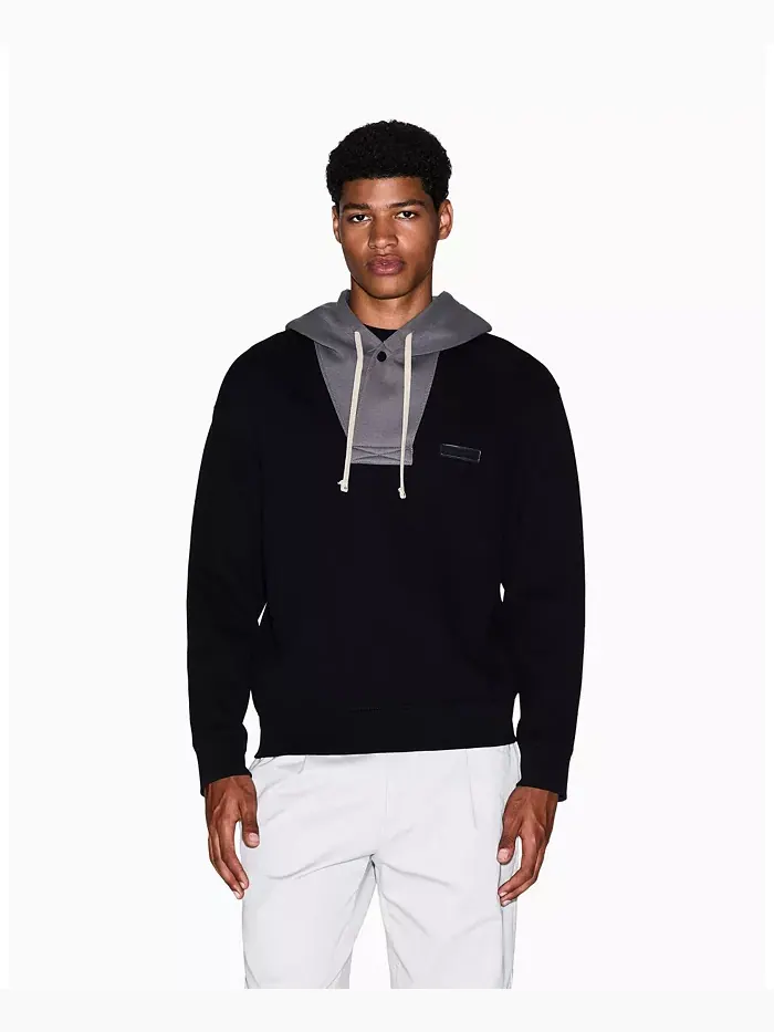 Мужской уютный худи с цветными блоками из пике A|X Armani Exchange — изображение 1 из 5, черный