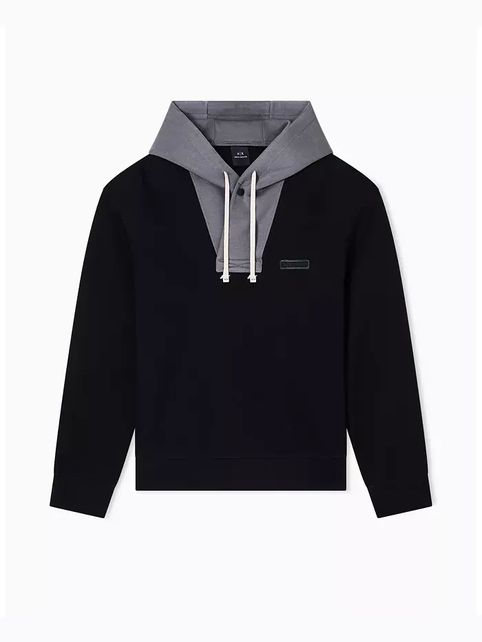 Мужской уютный худи с цветными блоками из пике A|X Armani Exchange — изображение 5 из 5, черный