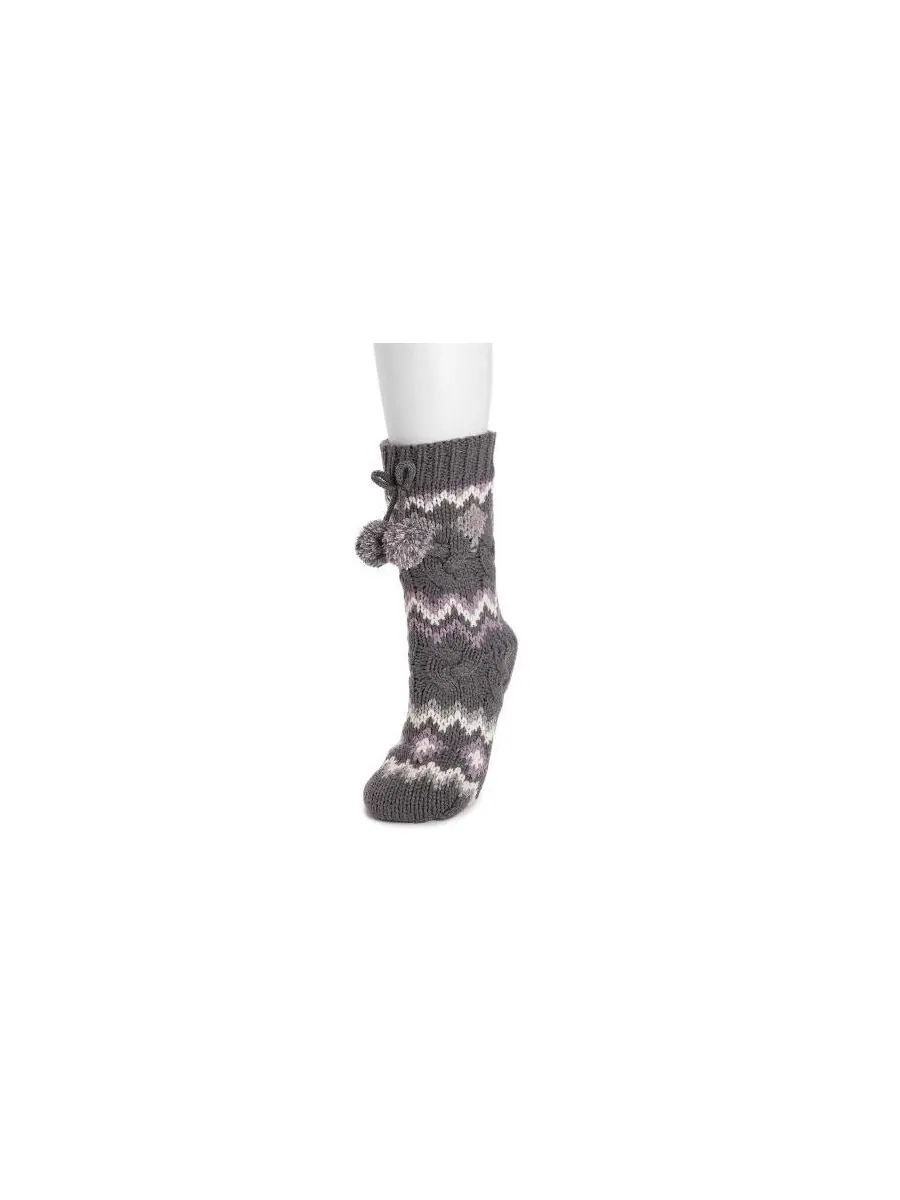 Женские толстые носки в стиле фэр-айл/кэйсл MUK LUKS — изображение 2 из 2, темный серый