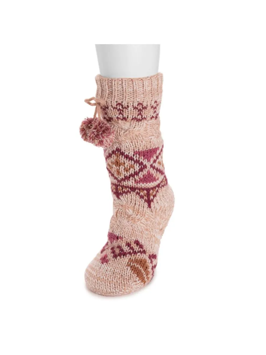 Женские толстые носки в стиле фэр-айл/кэйсл MUK LUKS — изображение 2 из 2, розовый
