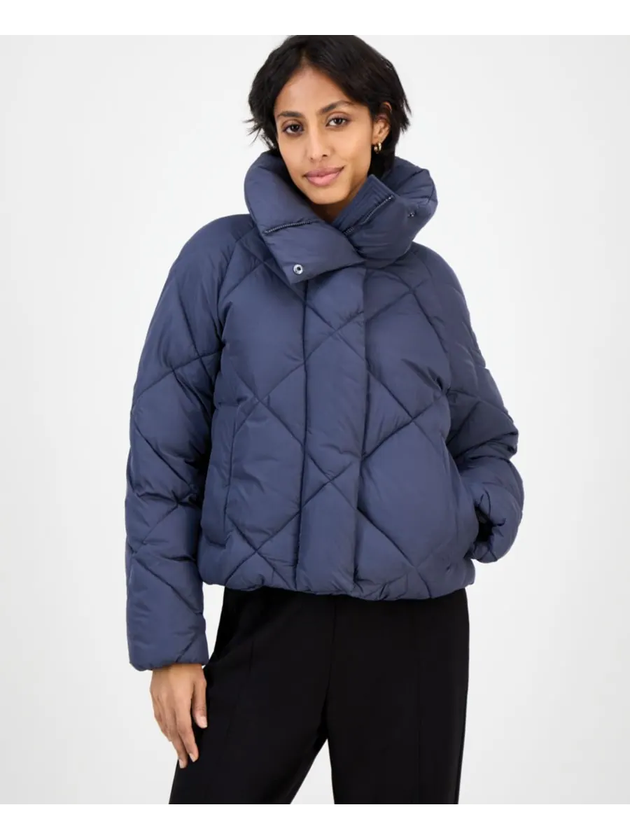 Женское короткое пуховое пальто с ромбовидным узором BCBG