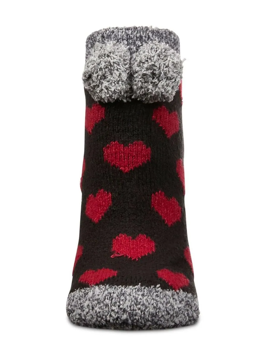 Женские низкие носки Color Hearts из мягкой плюшевой ткани с сердечками MeMoi — изображение 2 из 3, черный