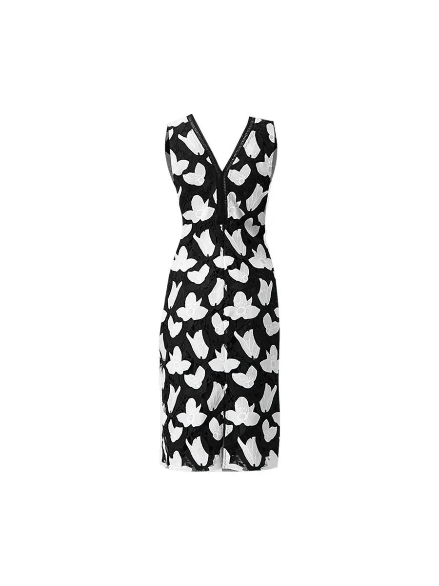Женское платье-футляр с цветочной вышивкой Ivonne — изображение 6 из 6, черный