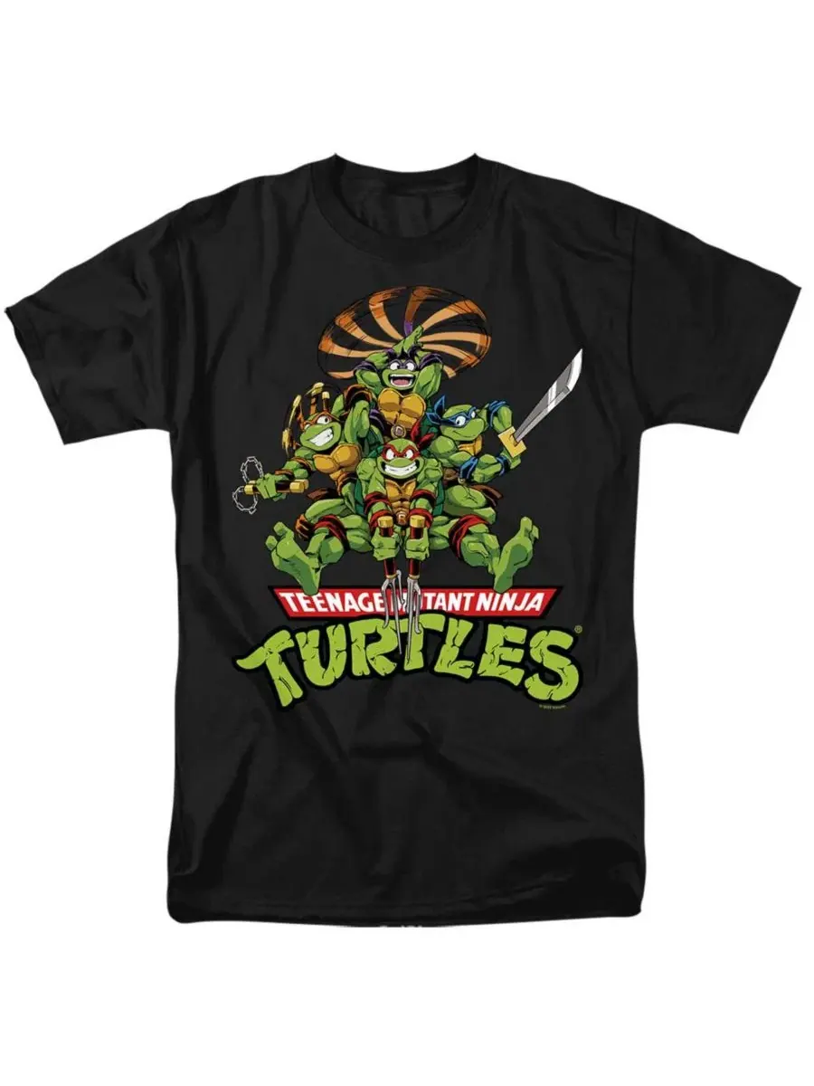 Мужская футболка с принтом Teenage Mutant Ninja Turtles Manga Turtles Logovision — черный