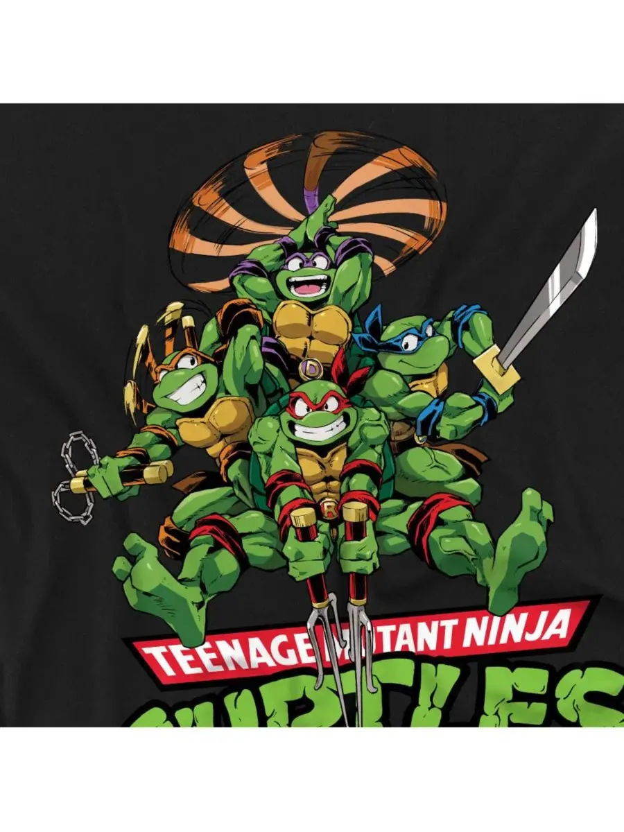 Мужская футболка с принтом Teenage Mutant Ninja Turtles Manga Turtles Logovision — изображение 3 из 3, черный