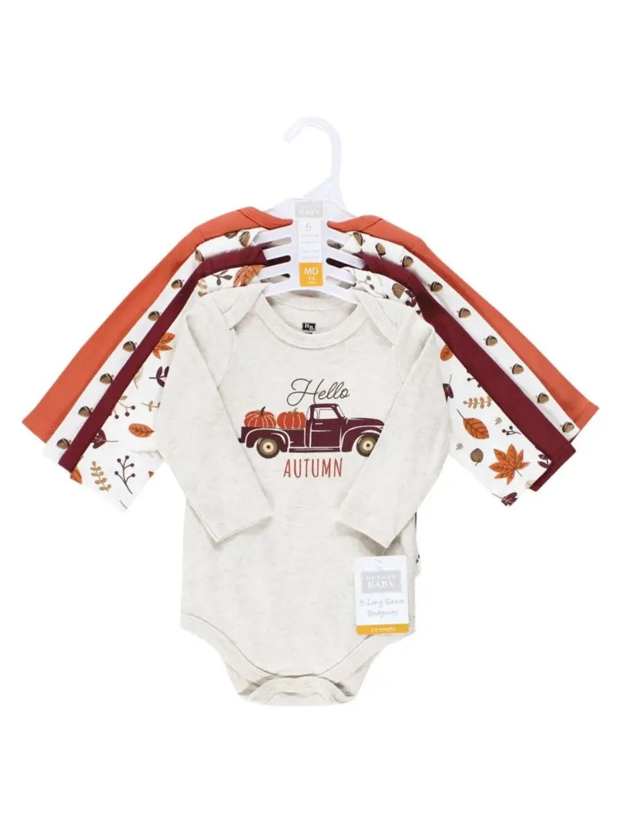 Мягкие хлопковые боди с длинными рукавами, комплект из 5 штук Hudson Baby — изображение 2 из 3, мульти