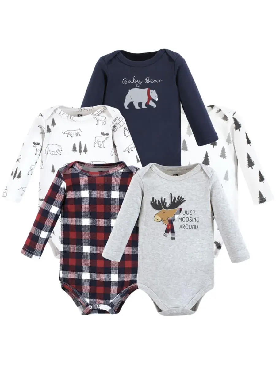 Мягкие хлопковые боди с длинными рукавами, комплект из 5 штук Hudson Baby, Moosing Around — изображение 1 из 7