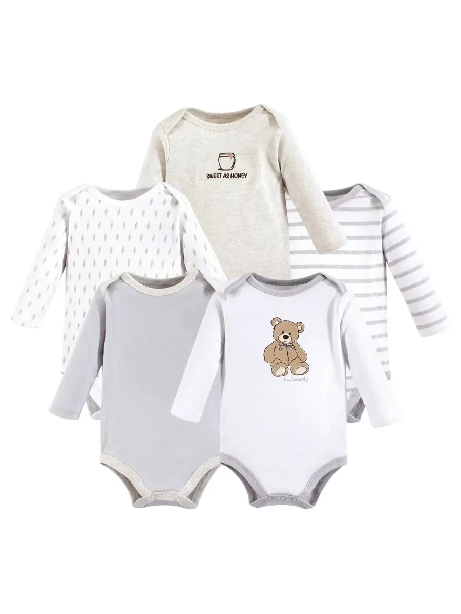 Мягкие хлопковые боди с длинными рукавами, комплект из 5 штук Hudson Baby, Bear — изображение 1 из 2