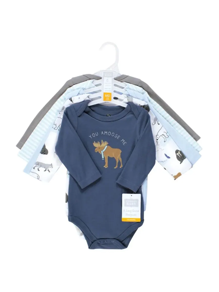 Мягкие хлопковые боди с длинными рукавами, комплект из 5 штук Hudson Baby, Arctic Animals — изображение 2 из 7