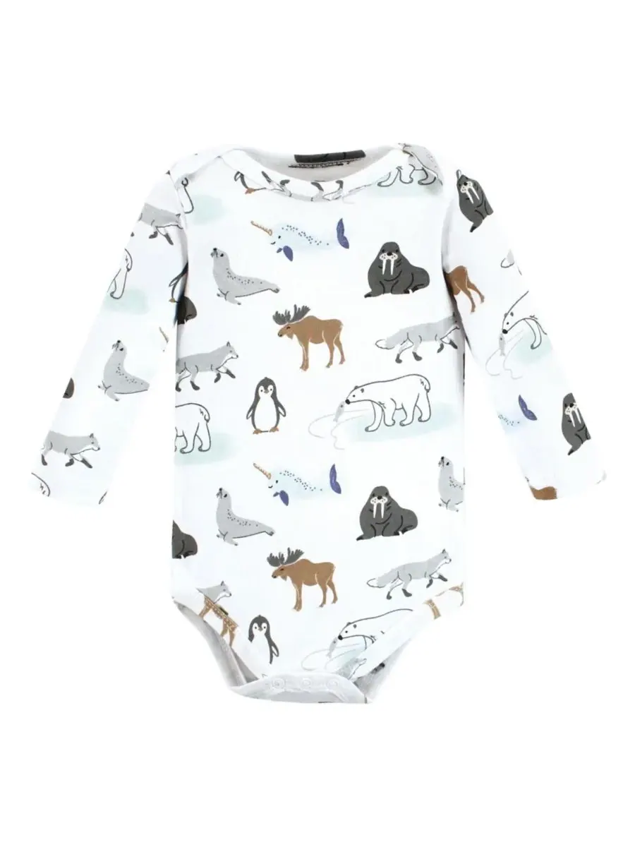 Мягкие хлопковые боди с длинными рукавами, комплект из 5 штук Hudson Baby, Arctic Animals — изображение 3 из 7
