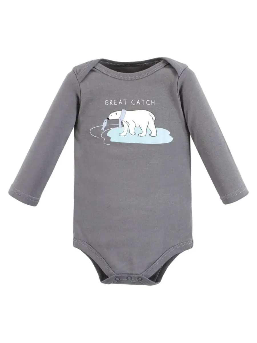 Мягкие хлопковые боди с длинными рукавами, комплект из 5 штук Hudson Baby, Arctic Animals — изображение 5 из 7