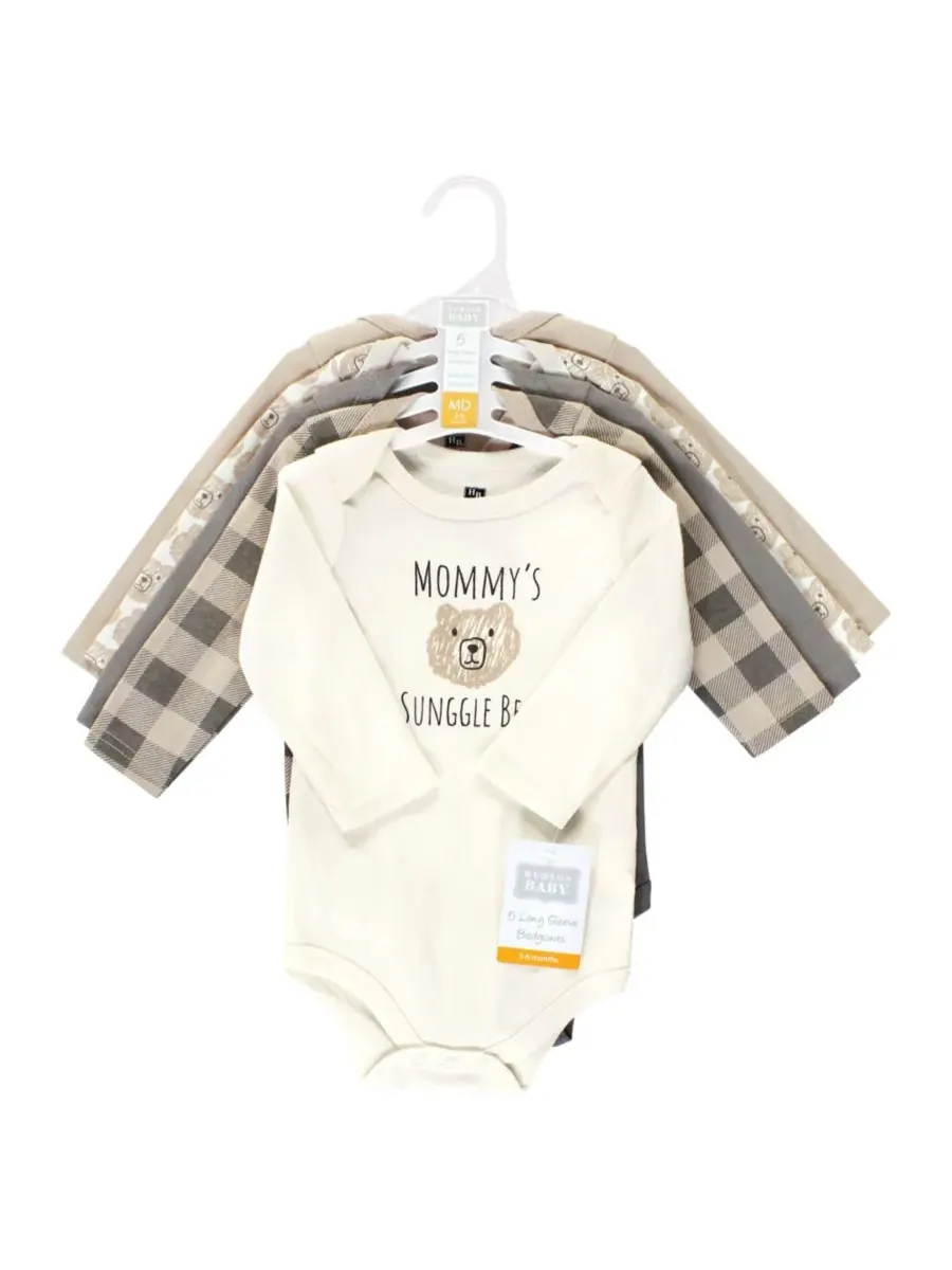Мягкие хлопковые боди с длинными рукавами, комплект из 5 штук Hudson Baby, Snuggle Bear 5 Pack — изображение 2 из 7