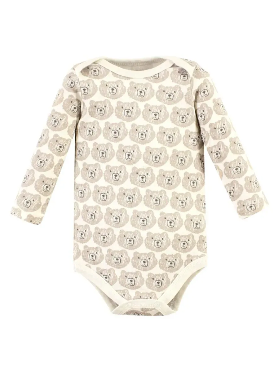 Мягкие хлопковые боди с длинными рукавами, комплект из 5 штук Hudson Baby, Snuggle Bear 5 Pack — изображение 6 из 7