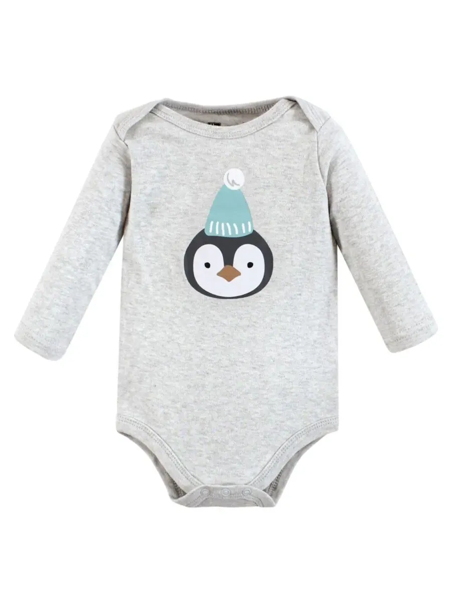 Мягкие хлопковые боди с длинными рукавами, комплект из 5 штук Hudson Baby, Chill Out Penguin — изображение 4 из 7