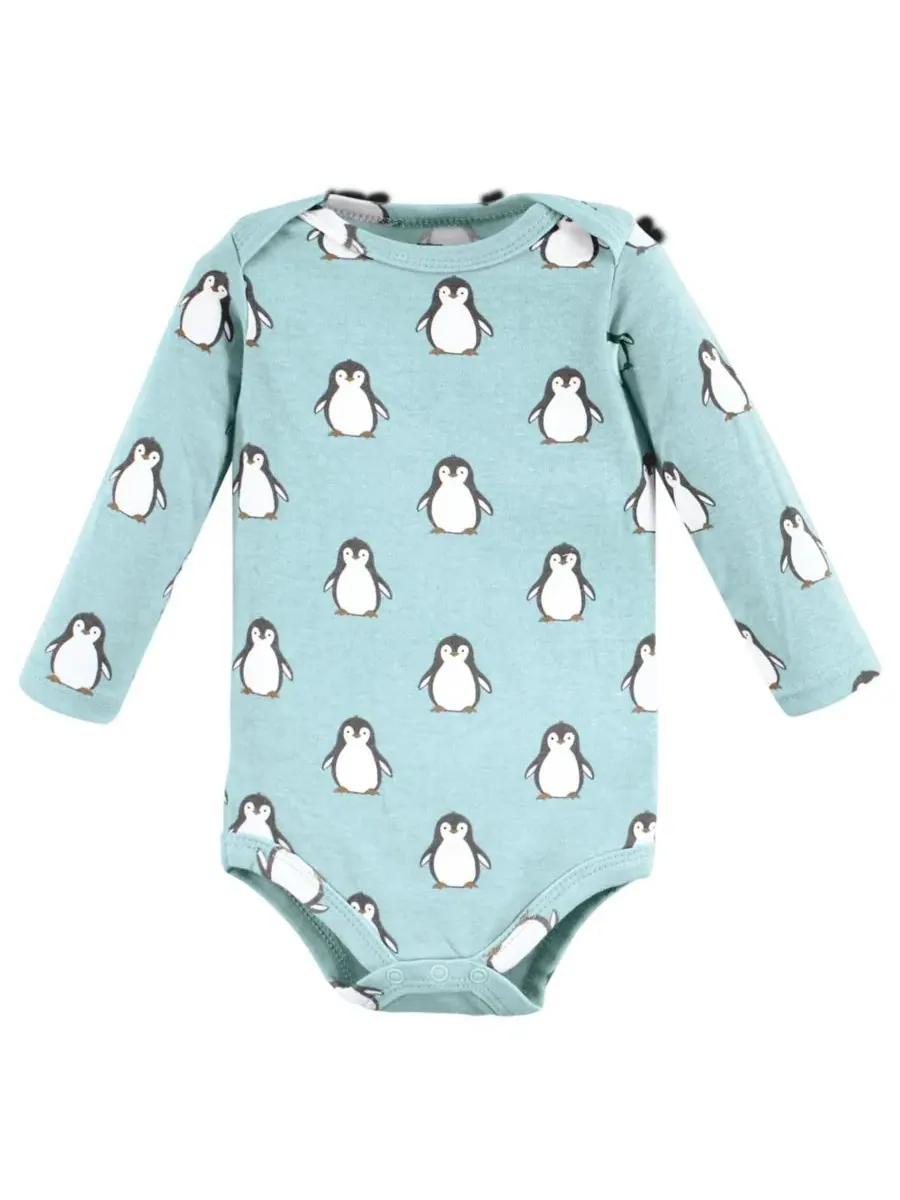 Мягкие хлопковые боди с длинными рукавами, комплект из 5 штук Hudson Baby, Chill Out Penguin — изображение 6 из 7
