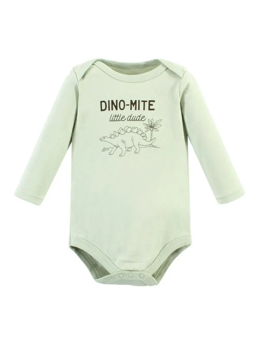 Мягкие хлопковые боди с длинными рукавами, комплект из 5 штук Hudson Baby, Dinosaur Adventures — изображение 3 из 7