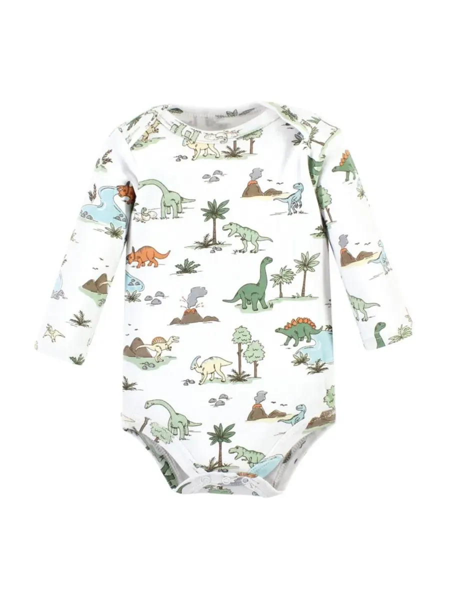 Мягкие хлопковые боди с длинными рукавами, комплект из 5 штук Hudson Baby, Dinosaur Adventures — изображение 6 из 7