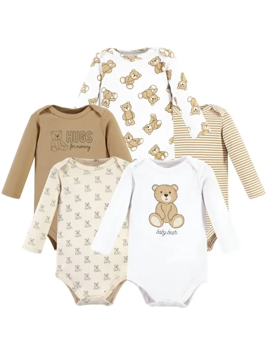 Мягкие хлопковые боди с длинными рукавами, комплект из 5 штук Hudson Baby, Teddy Bears 5-Pack — изображение 1 из 7