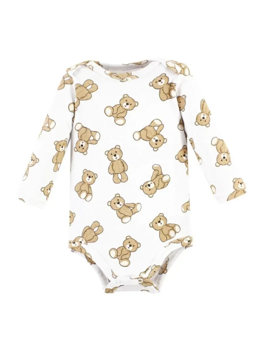 Мягкие хлопковые боди с длинными рукавами, комплект из 5 штук Hudson Baby, Teddy Bears 5-Pack — изображение 5 из 7