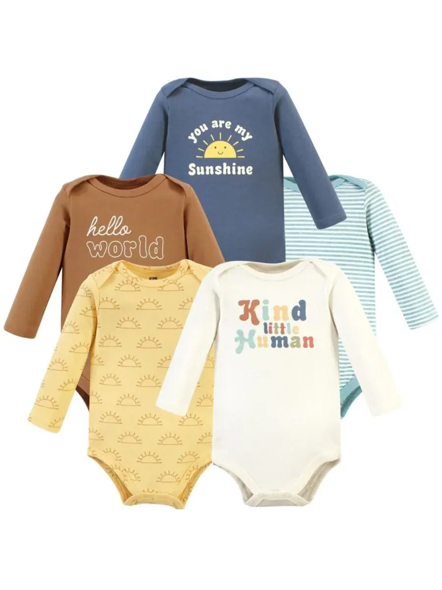 Мягкие хлопковые боди с длинными рукавами, комплект из 5 штук Hudson Baby, Kind Human 5 Pack — изображение 1 из 7