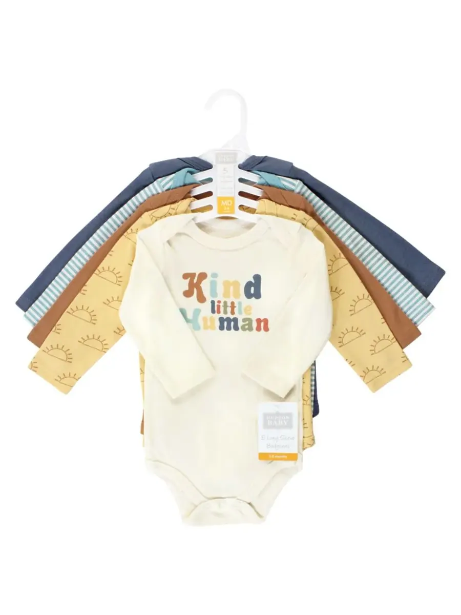 Мягкие хлопковые боди с длинными рукавами, комплект из 5 штук Hudson Baby, Kind Human 5 Pack — изображение 2 из 7