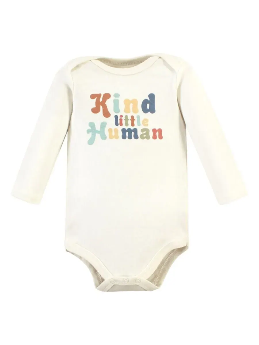 Мягкие хлопковые боди с длинными рукавами, комплект из 5 штук Hudson Baby, Kind Human 5 Pack — изображение 3 из 7