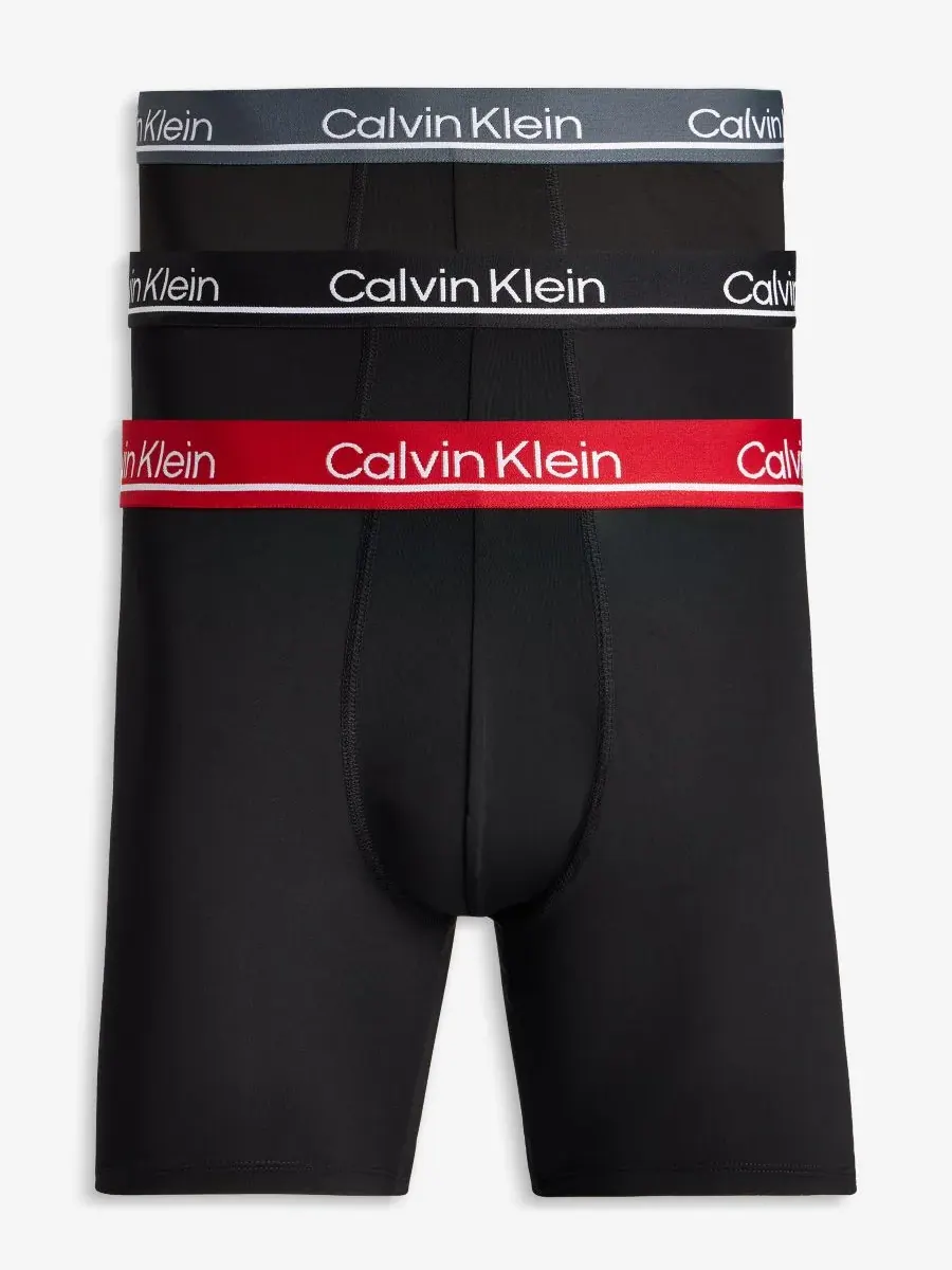 Calvin Klein Мужские боксеры из микрофибры с влагоотводящими свойствами, комплект из 3 штук — изображение 1 из 7, черный